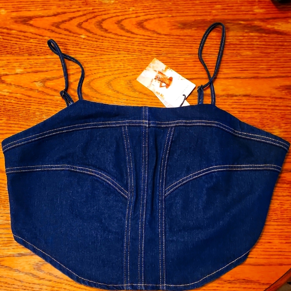 Denim Blue XL Junior's Crop Top